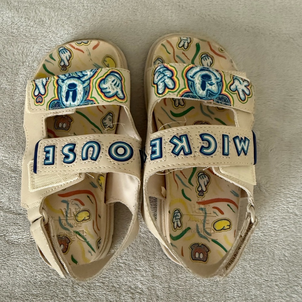 Zara Cream and Blue Flip Flops with Vibrant Accents